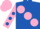 Silk - ROYAL BLUE, large pink spots, pink sleeves, royal blue spots, pink cap