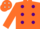 Silk - ORANGE, purple spots, orange sleeves, orange cap, white diamonds