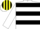 Silk - WHITE & BLACK HOOPS, yellow & black striped cap
