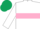 Silk - WHITE, pink hoop, pink armlet, dark green cap