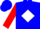 Silk - Blue, red and white diamond, white 'E', red sleeves