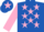 Silk - Royal Blue, 3 Pink Stars, Pink sleeves, Royal Blue cap, Pink star