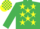 Silk - EMERALD GREEN, yellow stars, check cap