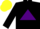 Silk - Black, yellow 'B' in purple triangle, black and yellow cap