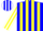 Silk - Blue and White Halves, Yellow Stripes on Bl