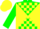 Silk - Green and Yellow diabolo, Yellow Blocks on Green Sleeves, Yellow Cap