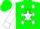 Silk - GREEN, white star, white stars & cuffs on sleeves, green cap
