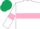 Silk - White, Pink hoop, Pink armlets, Dark Green cap