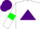 Silk - White, purple triangle, White sleeves, Green armlets, Purple cap