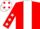 Silk - RED, white panel, white stars on sleeves, white cap, red spots