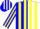 Silk - Blue and White Halves, Yellow Stripes on