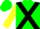 Silk - Green, Black Cross Sash, Black Band on Yellow Sleeves, Ye