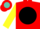 Silk - Red, Turquoise 'MS' on Black disc, Yellow Sleeves