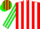 Silk - Red, Green Circled White CR, White Stripes on Gre