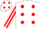 Silk - WHITE, red spots, striped sleeves, white cap, red spots