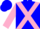 Silk - Blue, Pink cross belts, Blue Hoops on Pink Sleeves, Blue Cap