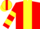 Silk - RED, Yellow Panel, Two Yellow Hoops on Slvs