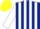 Silk - Dark Blue and White stripes, White sleeves, Yellow cap