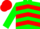 Silk - Green, Crimson Red Chevrons on Green Sleeves, Crimson Red Cap