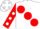Silk - White, large Red spots, Red sleeves, White spots and spots on cap