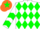 Silk - White, Green Diamonds, White Sleeves, Green Chevrons, Orange cap, Green star