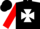 Silk - Black, White Maltese Cross, Red Sleeves, Black Cap