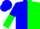 Silk - Blue and green diagonal halves, white s