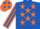 Silk - Royal blue, orange stars, orange and royal blue striped sleeves, orange cap, royal blue stars