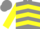 Silk - Grey, Yellow Chevrons and Cuffs on Sleeves, Grey Cap