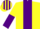 Silk - Yellow, Purple stripe, Halved sleeves, Striped cap