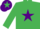 Silk - Emerald Green, Purple star, Purple cap, Emerald Green star