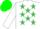 Silk - White, Emerald Green Stars, White Sleeves, White and Green Cap