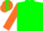 Silk - Green, orange and green 'V', green stripe on orange sleeve