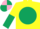 Silk - Yellow, Dark Green disc, halved sleeves, Pink and Dark Green quartered cap