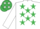 Silk - White, Emerald Green Stars, White Sleeves