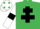Silk - Emerald Green, Black Cross of Lorraine, White sleeves, Black armlets, White cap, Emerald Green spots