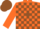 Silk - Orange, brown blocks, brown stripe on orange sleeves, orange and brown cap