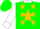 Silk - Green, White Collar, Gold Star, Gold Stars and White Cuffs on Sleeves, Green