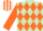 Silk - LIGHT GREEN & ORANGE DIAMONDS, orange sleeves, orange & white striped cap