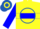 Silk - Bright Yellow, Royal Blue Circle and 'B', Blue Hoop on Sleeves, Yell