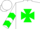 Silk - White, Green Maltese Cross, Green Chevrons on sleeves