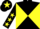 Silk - Black and Yellow diabolo, Black sleeves, Yellow stars, Black cap, Yellow star