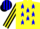 Silk - Yellow, Black 'T/C', Black and Blue Stars on Yellow Stripes on Blue S