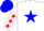 Silk - White, Blue Star, Red Stars on Sleeves, Blue Cap, White Pompon