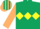 Silk - Dark Green, Yellow triple diamond, Beige sleeves, Dark Green and Beige striped cap