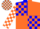 Silk - Blue and Orange Quarters, White 'BF', Orange Blocks on Blue