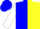 Silk - Blue and Yellow Halves, Yellow R and Blue T, White Sleeve