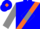 Silk - Blue, orange sash, orange 'BB' in grey diamond, grey sleeves