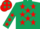 Silk - Dark Green, Red Stars and C