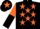 Silk - BLACK, orange stars, orange & black halved sleeves, black cap, orange star